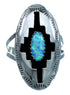 Genuine Sterling Silver Blue Opal Navajo Indian Ring Size 8-1/4 LX113997